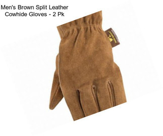 Men\'s Brown Split Leather Cowhide Gloves - 2 Pk