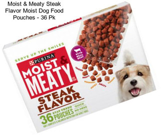 Moist & Meaty Steak Flavor Moist Dog Food Pouches - 36 Pk