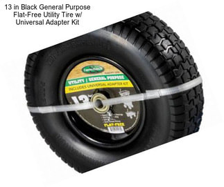 13 in Black General Purpose Flat-Free Utility Tire w/ Universal Adapter Kit