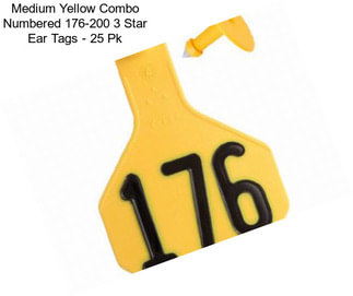 Medium Yellow Combo Numbered 176-200 3 Star Ear Tags - 25 Pk