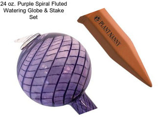 24 oz. Purple Spiral Fluted Watering Globe & Stake Set