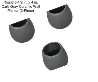 Round 3-1/2 in. x 4 in. Dark Gray Ceramic Wall Planter (3-Piece)