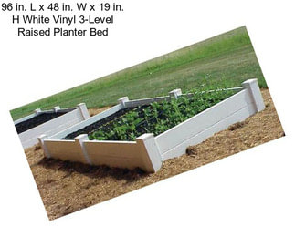 96 in. L x 48 in. W x 19 in. H White Vinyl 3-Level Raised Planter Bed