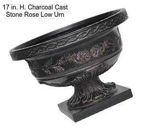 17 in. H. Charcoal Cast Stone Rose Low Urn