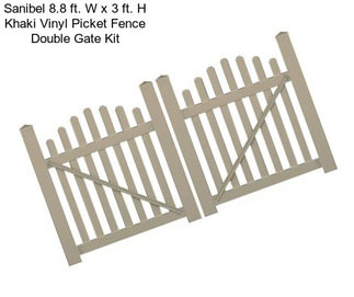 Sanibel 8.8 ft. W x 3 ft. H Khaki Vinyl Picket Fence Double Gate Kit