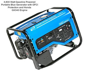 4,800 Watt Gasoline Powered Portable Blue Generator with GFCI Protection and Honda GX340 Engine