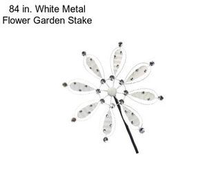 84 in. White Metal Flower Garden Stake