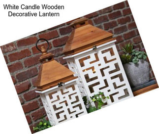 White Candle Wooden Decorative Lantern