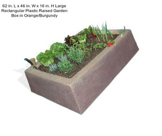 62 in. L x 46 in. W x 16 in. H Large Rectangular Plastic Raised Garden Box in Orange/Burgundy