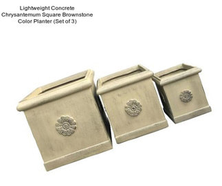 Lightweight Concrete Chrysantemum Square Brownstone Color Planter (Set of 3)