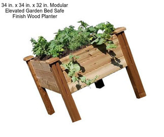 34 in. x 34 in. x 32 in. Modular Elevated Garden Bed Safe Finish Wood Planter