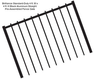 Brilliance Standard-Duty 4 ft. W x 4 ft. H Black Aluminum Straight Pre-Assembled Fence Gate