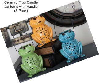 Ceramic Frog Candle Lanterns with Handle (3-Pack)