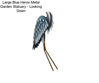 Large Blue Heron Metal Garden Statuary - Looking Down