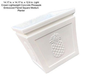 14.17 in. x 14.17 in. x 12.6 in. Light Cream Lightweight Concrete Pineapple Embossed Flared Square Medium Planter