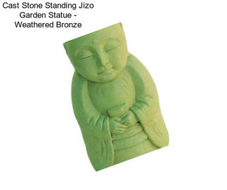 Cast Stone Standing Jizo Garden Statue - Weathered Bronze