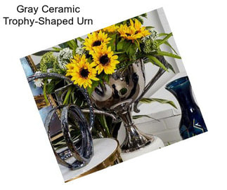Gray Ceramic Trophy-Shaped Urn