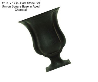 12 in. x 17 in. Cast Stone Sol Urn on Square Base in Aged Charcoal