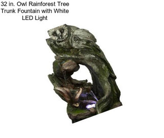 32 in. Owl Rainforest Tree Trunk Fountain with White LED Light