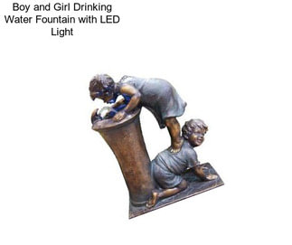 Boy and Girl Drinking Water Fountain with LED Light