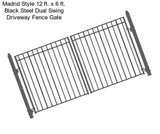 Madrid Style 12 ft. x 6 ft. Black Steel Dual Swing Driveway Fence Gate