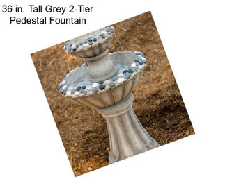 36 in. Tall Grey 2-Tier Pedestal Fountain