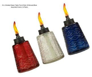 6 in. Molded Glass Table Torch Red, White and Blue Assorted Colors (3-Pack)