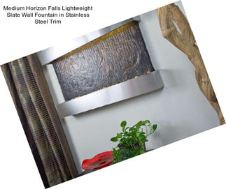 Medium Horizon Falls Lightweight Slate Wall Fountain in Stainless Steel Trim