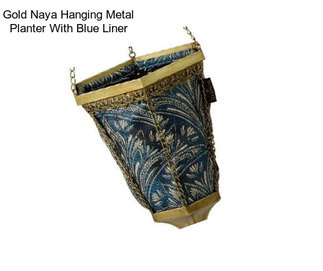 Gold Naya Hanging Metal Planter With Blue Liner