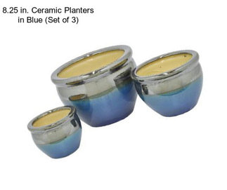 8.25 in. Ceramic Planters in Blue (Set of 3)