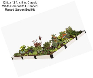 12 ft. x 12 ft. x 8 in. Classic White Composite L Shaped Raised Garden Bed Kit