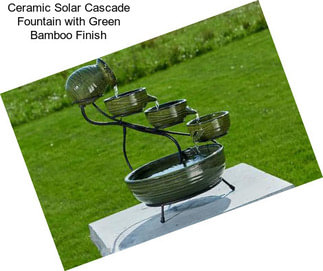 Ceramic Solar Cascade Fountain with Green Bamboo Finish