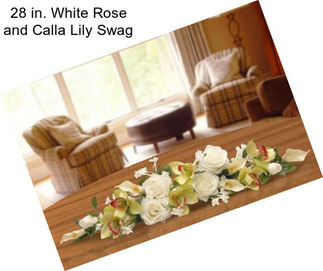 28 in. White Rose and Calla Lily Swag