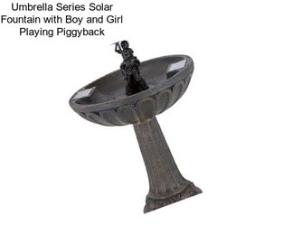 Umbrella Series Solar Fountain with Boy and Girl Playing Piggyback