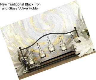 New Traditional Black Iron and Glass Votive Holder