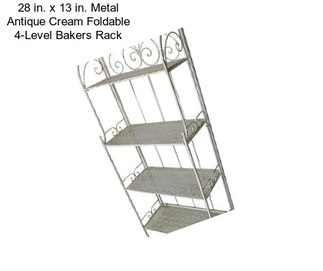 28 in. x 13 in. Metal Antique Cream Foldable 4-Level Bakers Rack