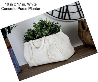 10 in x 17 in. White Concrete Purse Planter