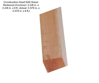 Construction Heart S4S Green Redwood (Common: 3-3/8 in. x 3-3/8 in. x 8 ft.; Actual: 3.375 in. x 3.375 in. x 8 ft.)