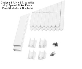 Chelsea 3 ft. H x 8 ft. W White Vinyl Spaced Picket Fence Panel (Includes 4 Brackets)