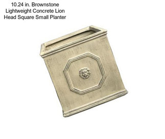 10.24 in. Brownstone Lightweight Concrete Lion Head Square Small Planter