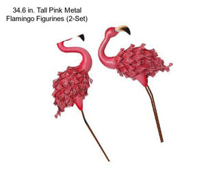 34.6 in. Tall Pink Metal Flamingo Figurines (2-Set)