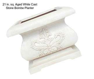 21 in. sq. Aged White Cast Stone Bombe Planter