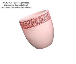 11.42 in. x 12.2 in. Light Rose Lightweight Concrete Scroll Embossed Round Medium Planter