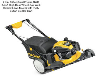 21 in. 159cc Quiet Engine RWD 3-in-1 High Rear Wheel Gas Walk Behind Lawn Mower with Push Button Electric Start