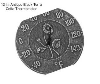 12 in. Antique Black Terra Cotta Thermometer