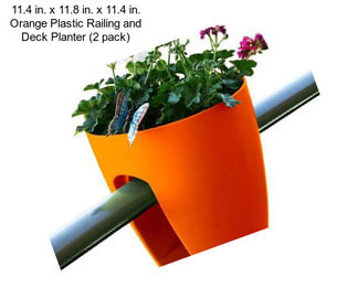 11.4 in. x 11.8 in. x 11.4 in. Orange Plastic Railing and Deck Planter (2 pack)