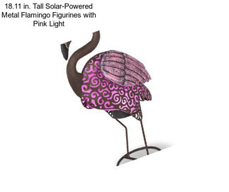 18.11 in. Tall Solar-Powered Metal Flamingo Figurines with Pink Light