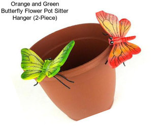 Orange and Green Butterfly Flower Pot Sitter Hanger (2-Piece)