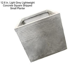 12.6 in. Light Grey Lightweight Concrete Square Stripped Small Planter
