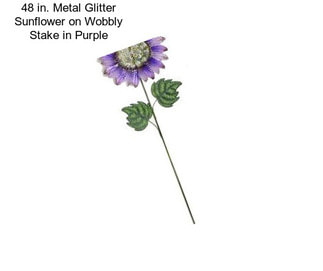 48 in. Metal Glitter Sunflower on Wobbly Stake in Purple